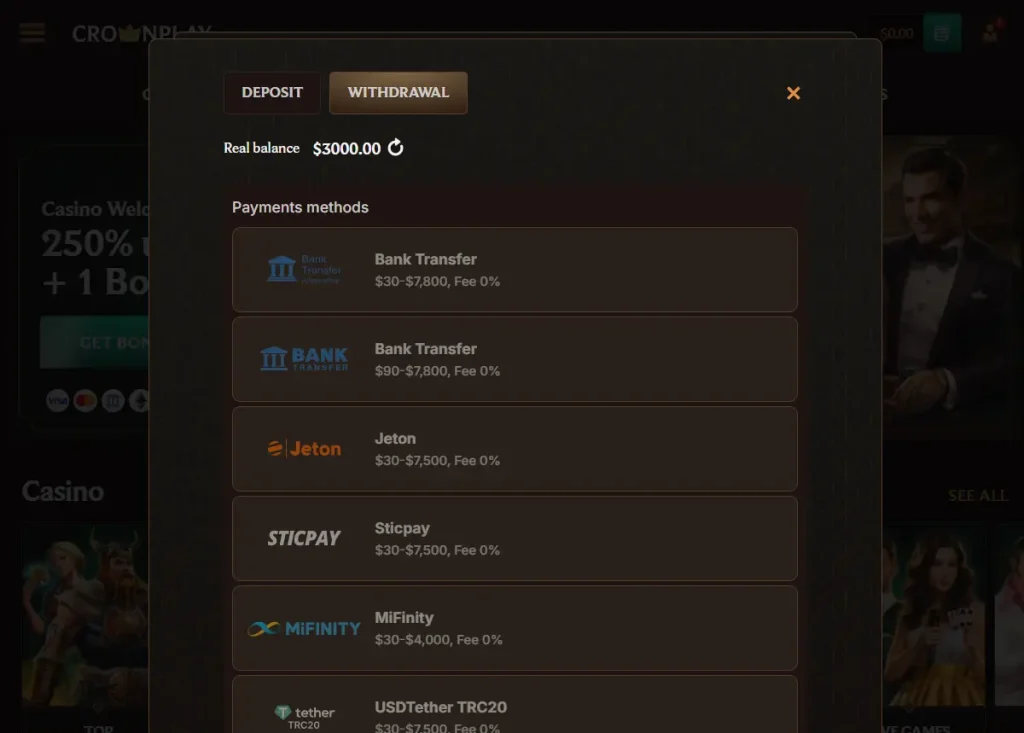 CrownPlay Casino Withdrawal